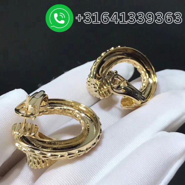 Boucheron 18k Yellow Gold Diamond Serpent Bohème S Motif Hoop Earrings - Image 6