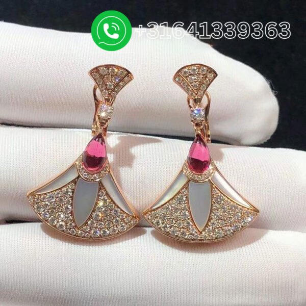 Bulgari 18k Rose Gold 2.21cttw Diamond And Mother Of Pearl Divas Dream Drop Earrings - Image 6