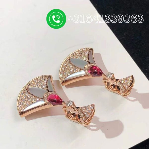 Bulgari 18k Rose Gold 2.21cttw Diamond And Mother Of Pearl Divas Dream Drop Earrings - Image 2