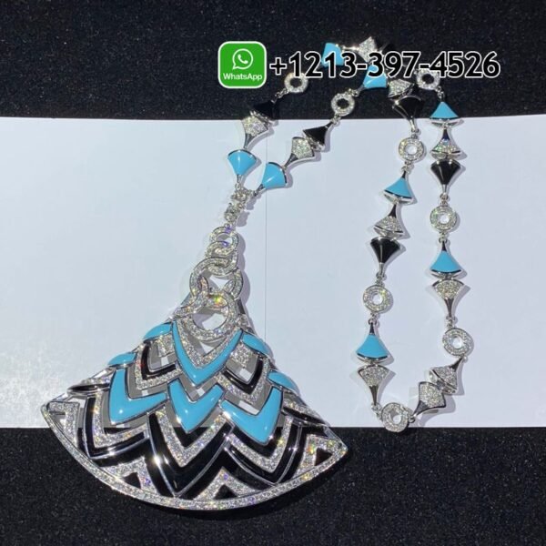 Bulgari Divas’ Dream Necklace White Gold in Turquoise with Onyx and Diamonds High Jewelry