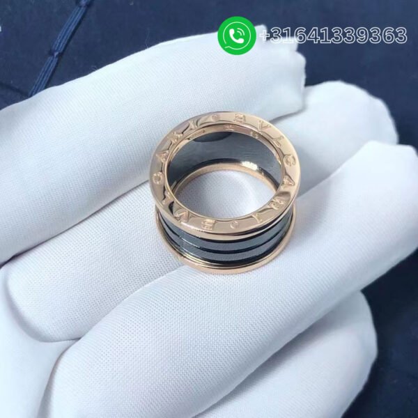 Bulgari B.zero1 four-band ring with 18 kt rose gold black ceramic Ref.: 345846 - Image 4