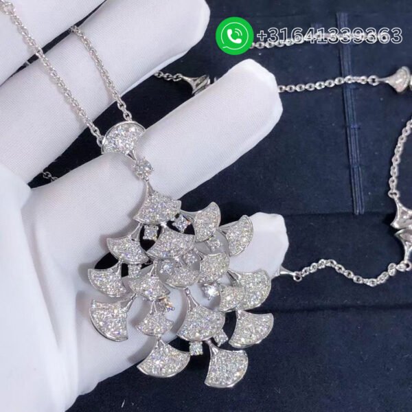 Bvlgari Divas Dream 18k White Gold Full Pave Diamonds Pendant Necklace - Image 4