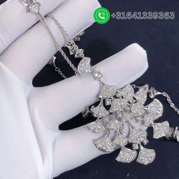 Bvlgari Divas Dream 18k White Gold Full Pave Diamonds Pendant Necklace - Image 5