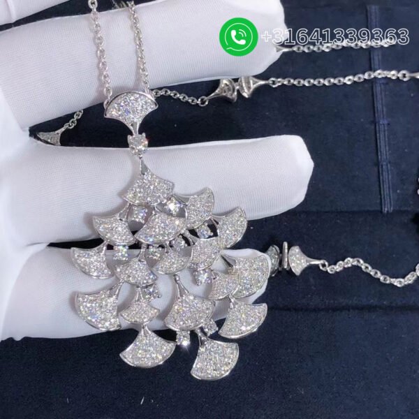 Bvlgari Divas Dream 18k White Gold Full Pave Diamonds Pendant Necklace - Image 3