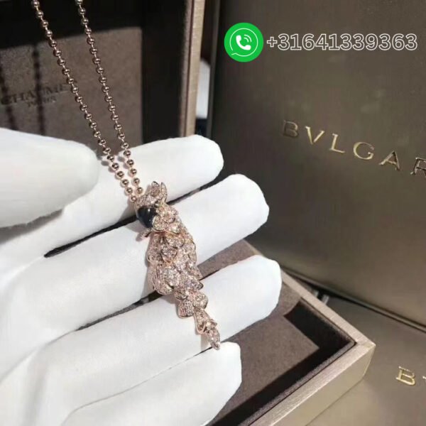 Cartier Les Oiseaux Libérés 18K Rose Gold Mother-of Pearl Emeralds Diamonds Necklace N7424217 - Image 2