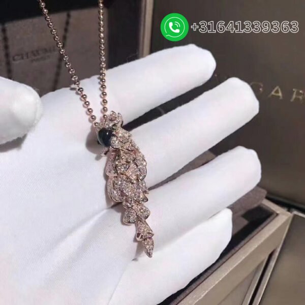 Cartier Les Oiseaux Libérés 18K Rose Gold Mother-of Pearl Emeralds Diamonds Necklace N7424217