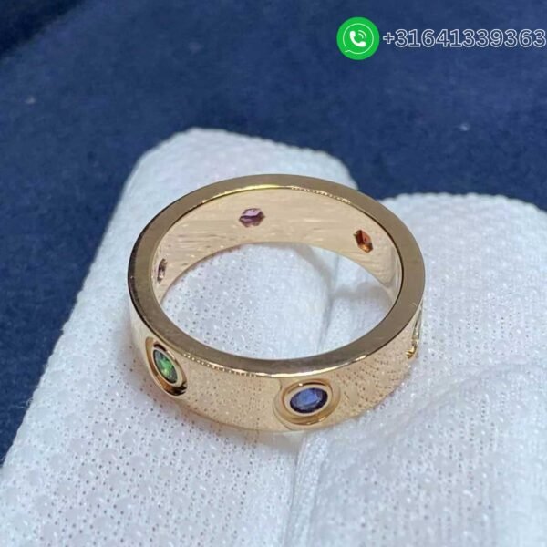 Cartier 18K Rose Gold with Sapphire,Garnet, Amethyst Love Ring B4087800 - Image 3