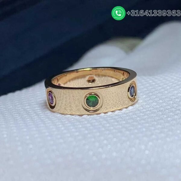 Cartier 18K Rose Gold with Sapphire,Garnet, Amethyst Love Ring B4087800 - Image 4
