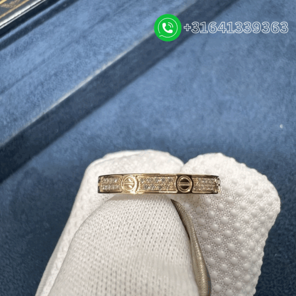 Cartier 18k Rose Gold Diamond Paved 2.6MM Small Mode LOVE Ring B4218100