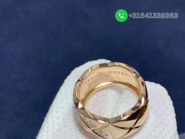 Chanel Beige / Rose Gold Diamond Coco Crush Ring J11100 - Image 6