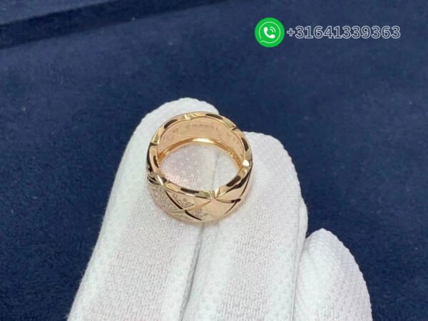 Chanel Beige / Rose Gold Diamond Coco Crush Ring J11100 - Image 3