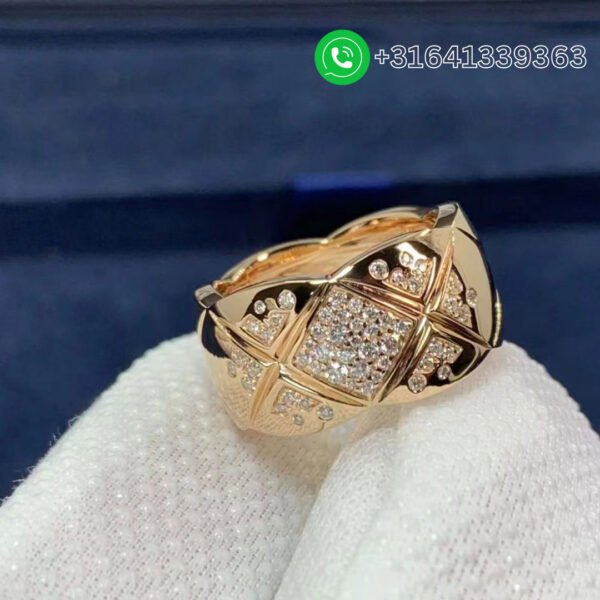 Chanel Beige / Rose Gold Diamond Coco Crush Ring J11100