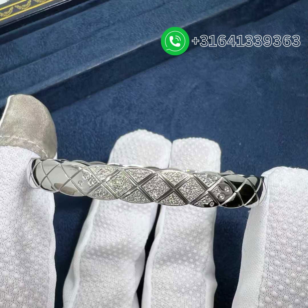 Chanel-COCO-Crush-Quilted-Motif-18k-White-Gold-Diamond-Bracelet-J11162