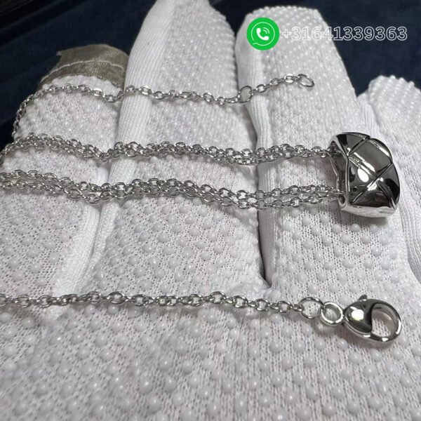 Chanel Coco Crush Necklace Quilted Motif 18k White Gold - Image 2
