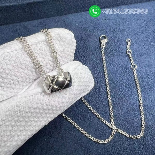 Chanel Coco Crush Necklace Quilted Motif 18k White Gold - Image 4