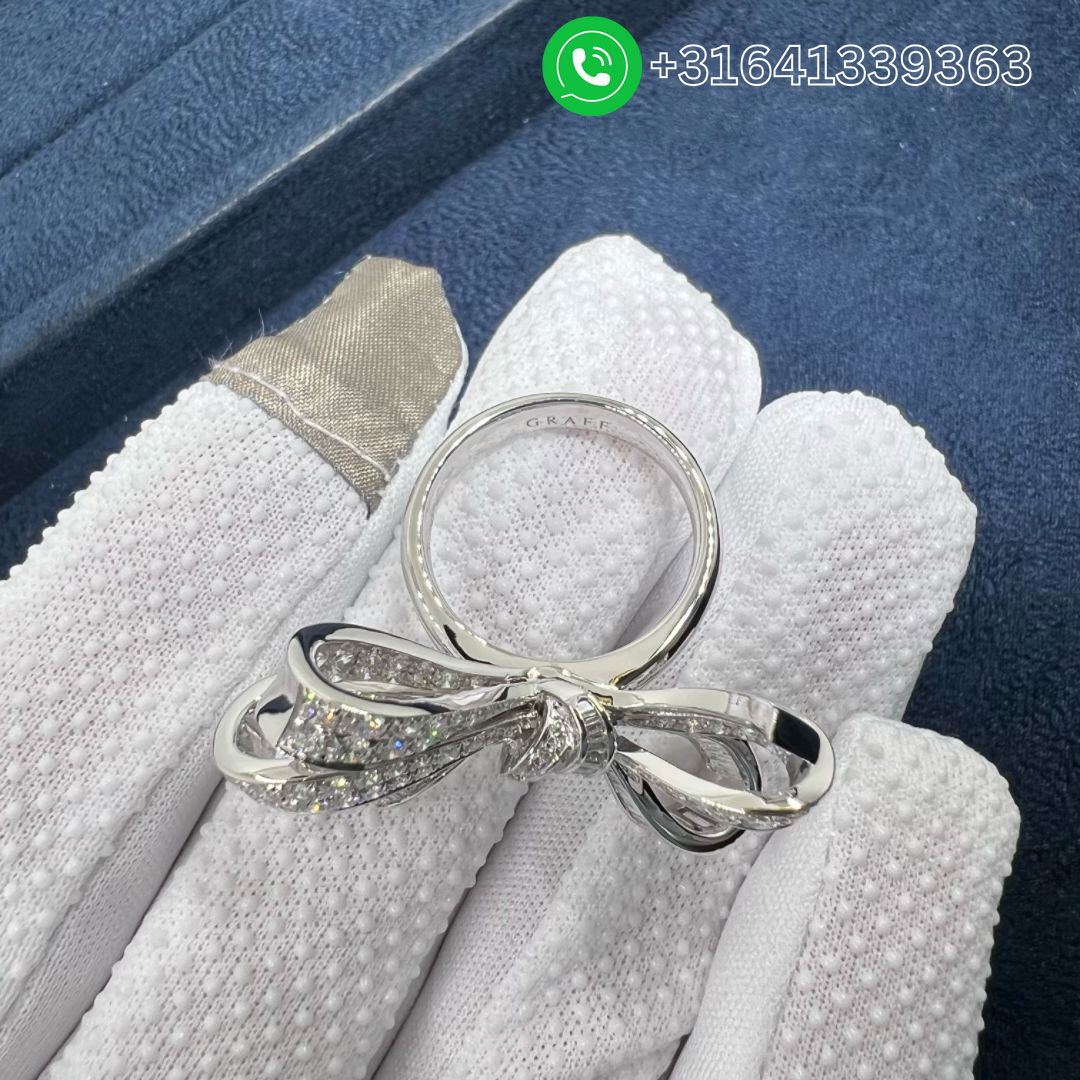 Graff Tilda’s Bow Double Knot Diamond 18K White Gold Ring RGR594 - Image 9