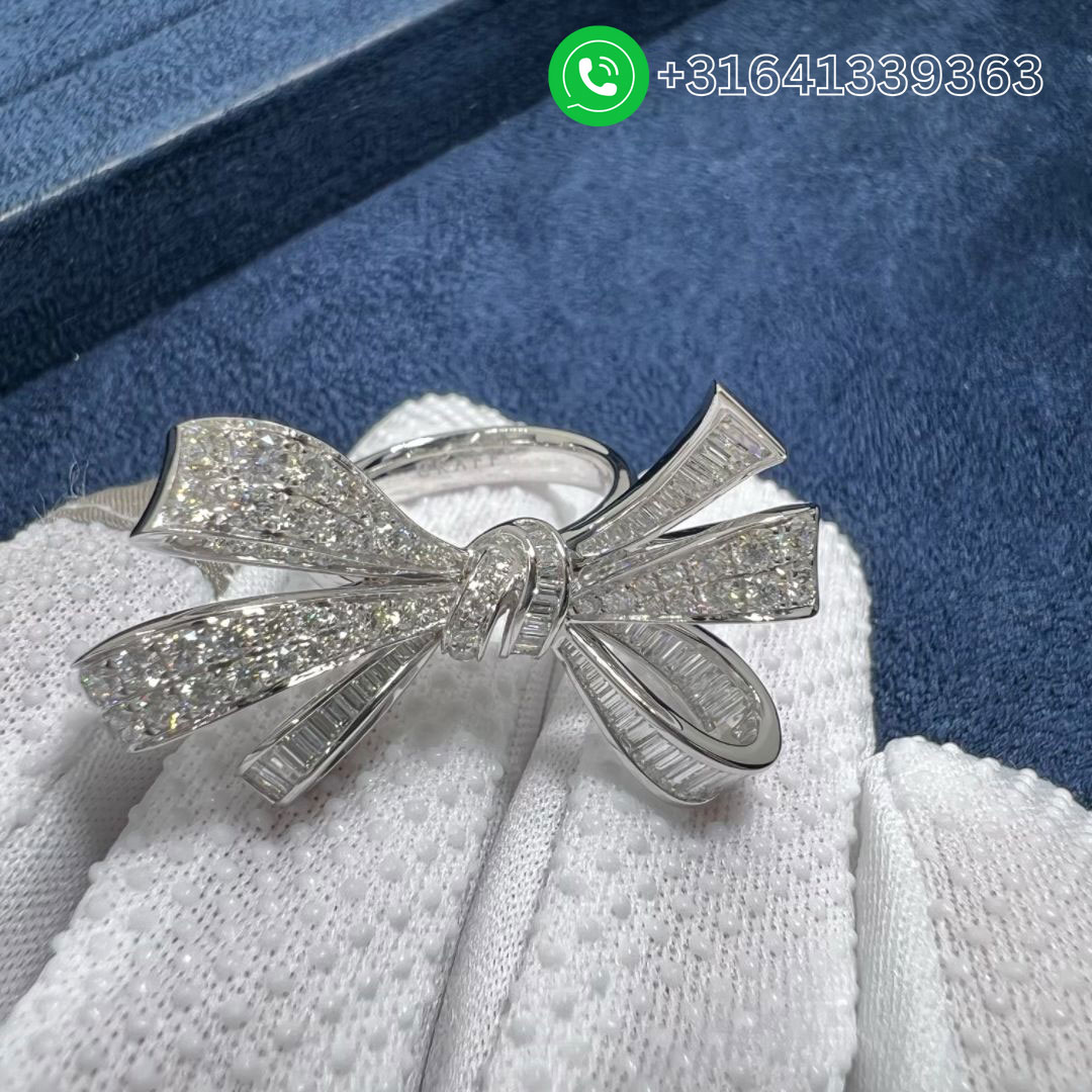 Graff Tilda’s Bow Double Knot Diamond 18K White Gold Ring RGR594 - Image 8