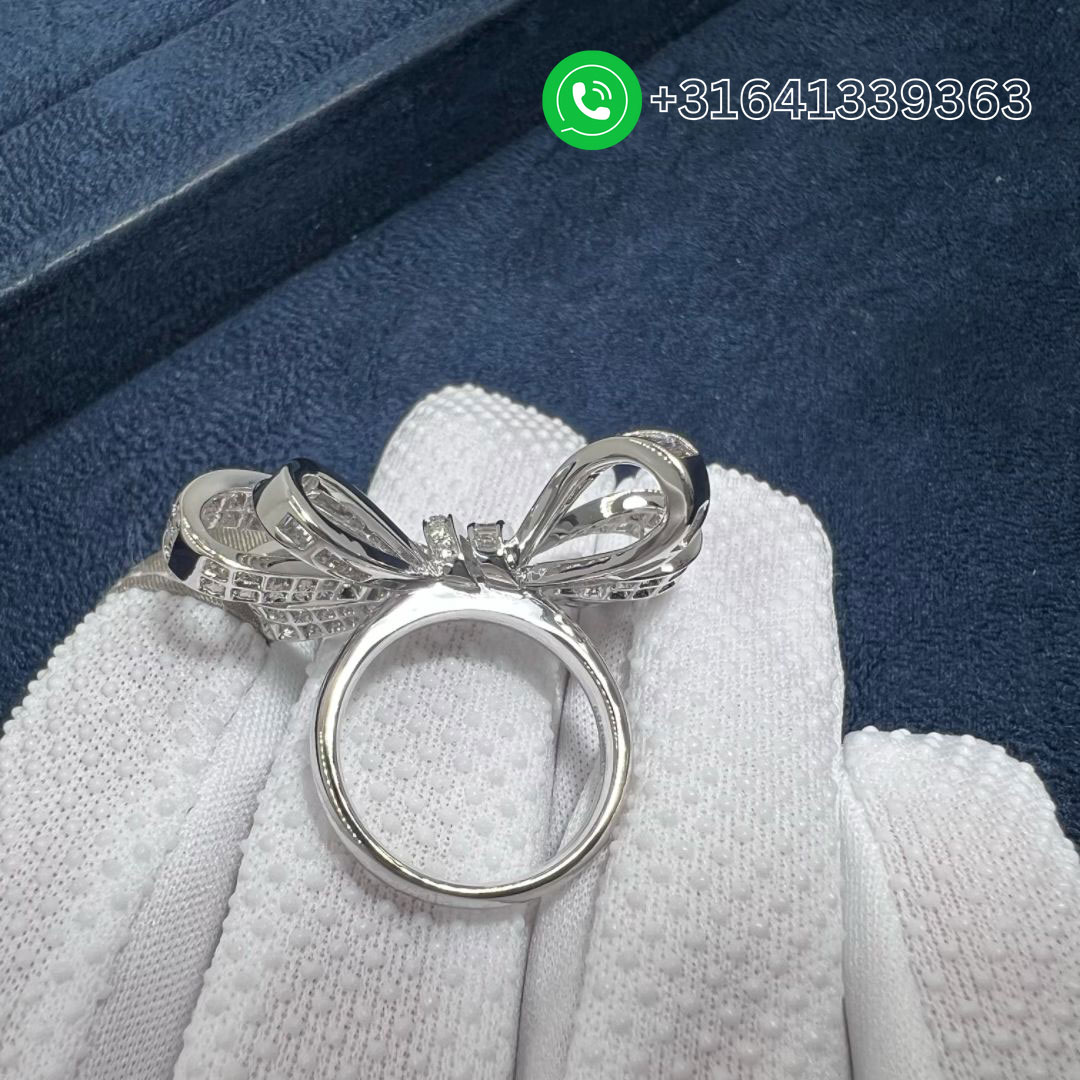 Graff Tilda’s Bow Double Knot Diamond 18K White Gold Ring RGR594 - Image 7