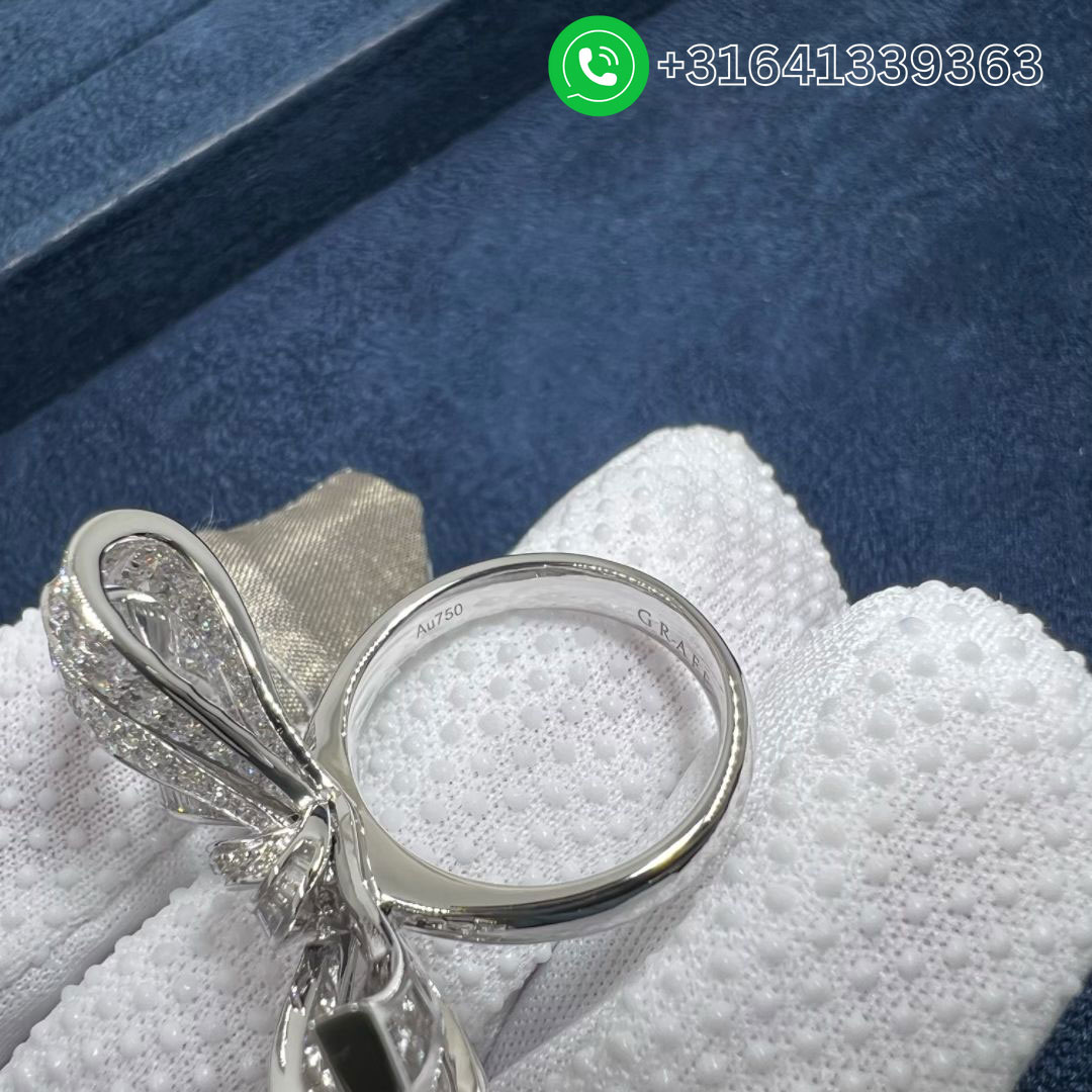 Graff Tilda’s Bow Double Knot Diamond 18K White Gold Ring RGR594 - Image 6