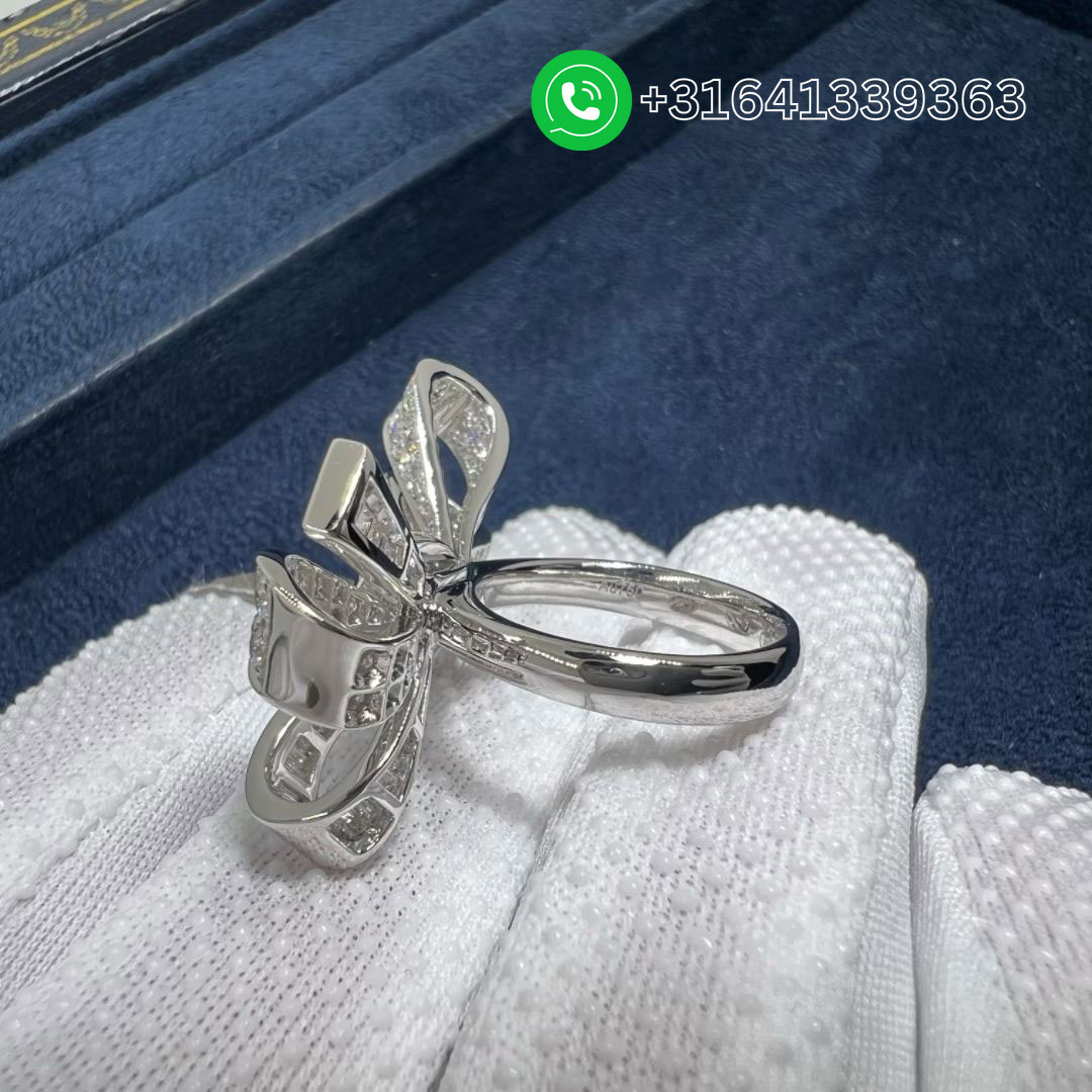Graff Tilda’s Bow Double Knot Diamond 18K White Gold Ring RGR594 - Image 3
