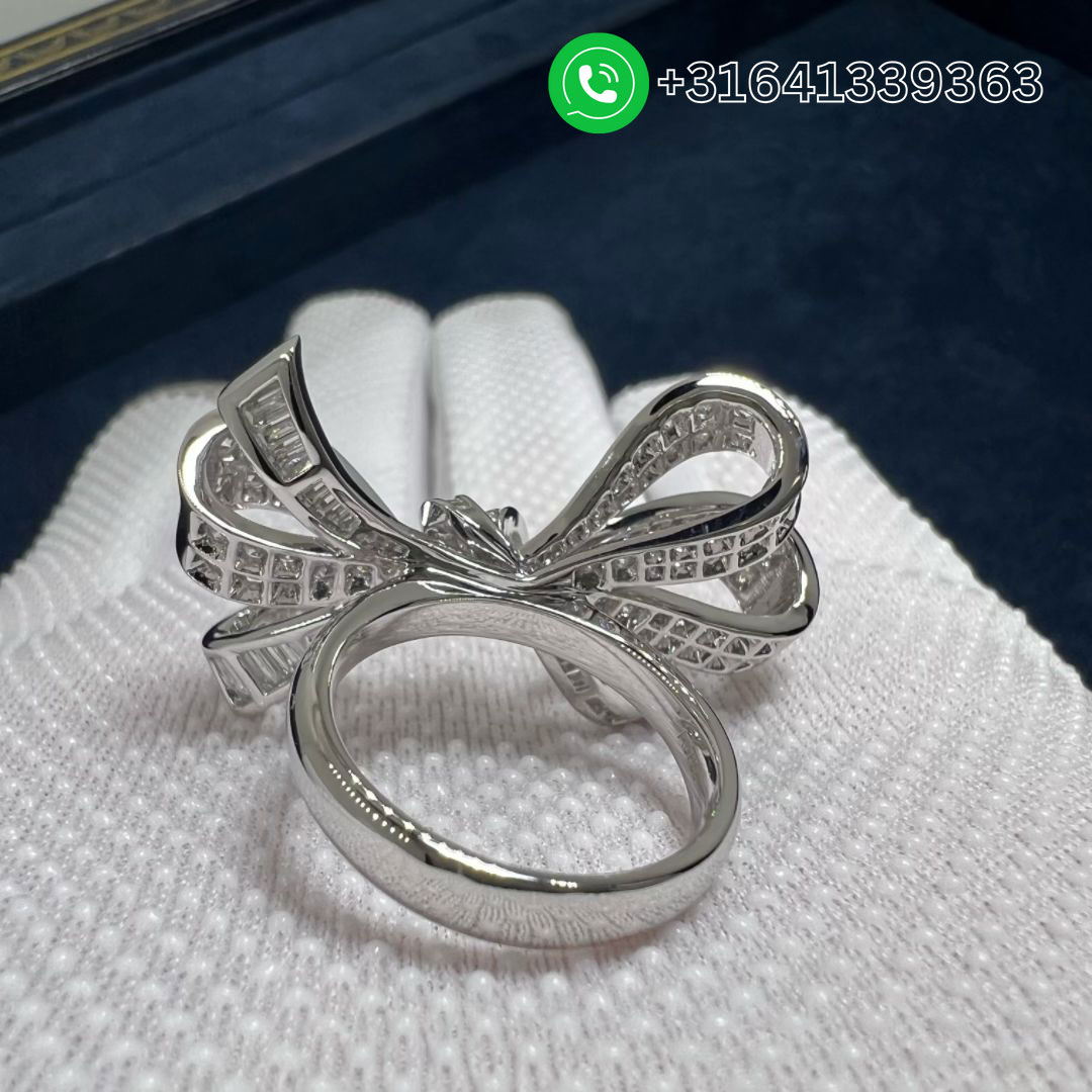 Graff Tilda’s Bow Double Knot Diamond 18K White Gold Ring RGR594 - Image 2