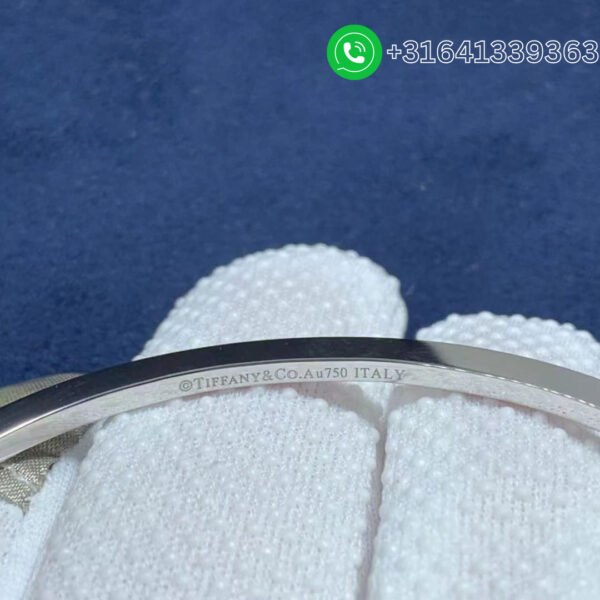 Tiffany 18K White Gold Diamond Hinged T Wire Bangle Bracelet - Image 4