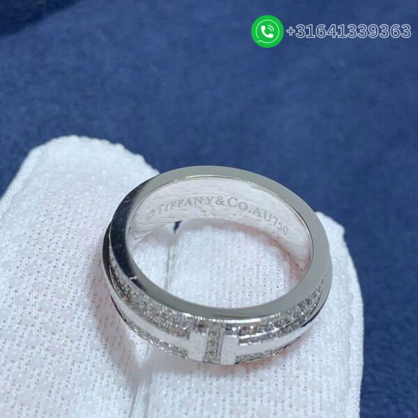 Tiffany 18k White Gold T Wide Pavé Diamond Ring - Image 3