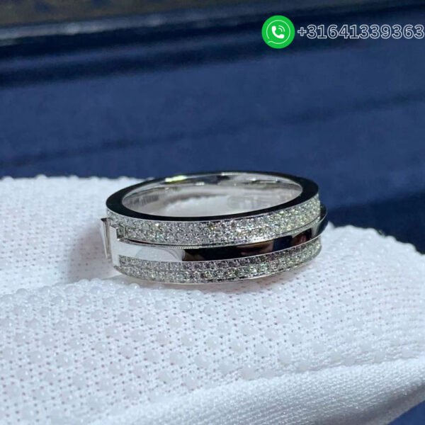 Tiffany 18k White Gold T Wide Pavé Diamond Ring - Image 6