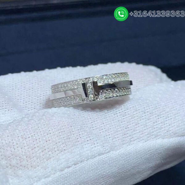 Tiffany 18k White Gold T Wide Pavé Diamond Ring