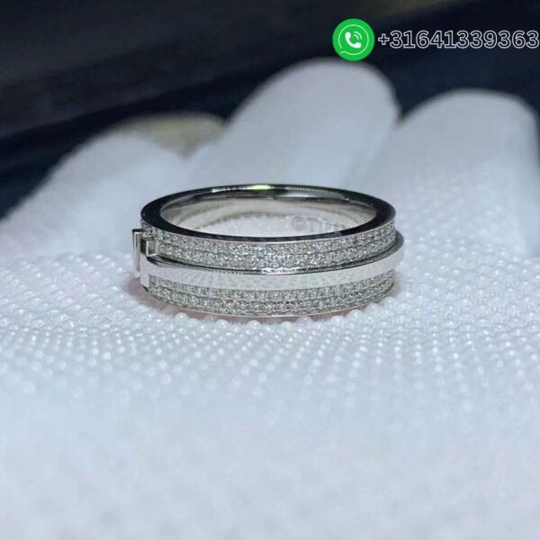 Tiffany 18k White Gold T Wide Pavé Diamond Ring - Image 2