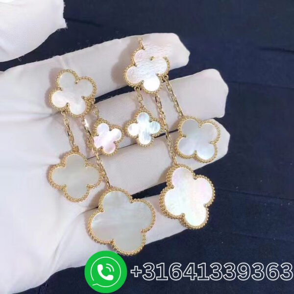 Van Cleef & Arpels 18K Yellow Gold Mother of Pearl Magic Alhambra 4 Motif Earrings VCARD78900
