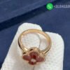 Van Cleef & Arpels 18K Rose Gold Carnelian & Diamond Vintage Alhambra Ring - Image 2