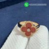 Van Cleef & Arpels 18K Rose Gold Carnelian & Diamond Vintage Alhambra Ring