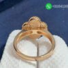 Van Cleef & Arpels 18K Rose Gold Carnelian & Diamond Vintage Alhambra Ring - Image 4