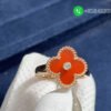 Van Cleef & Arpels 18K Rose Gold Carnelian & Diamond Vintage Alhambra Ring - Image 5