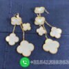 Van Cleef & Arpels 18K Yellow Gold Mother of Pearl Magic Alhambra 4 Motif Earrings VCARD78900 - Image 6